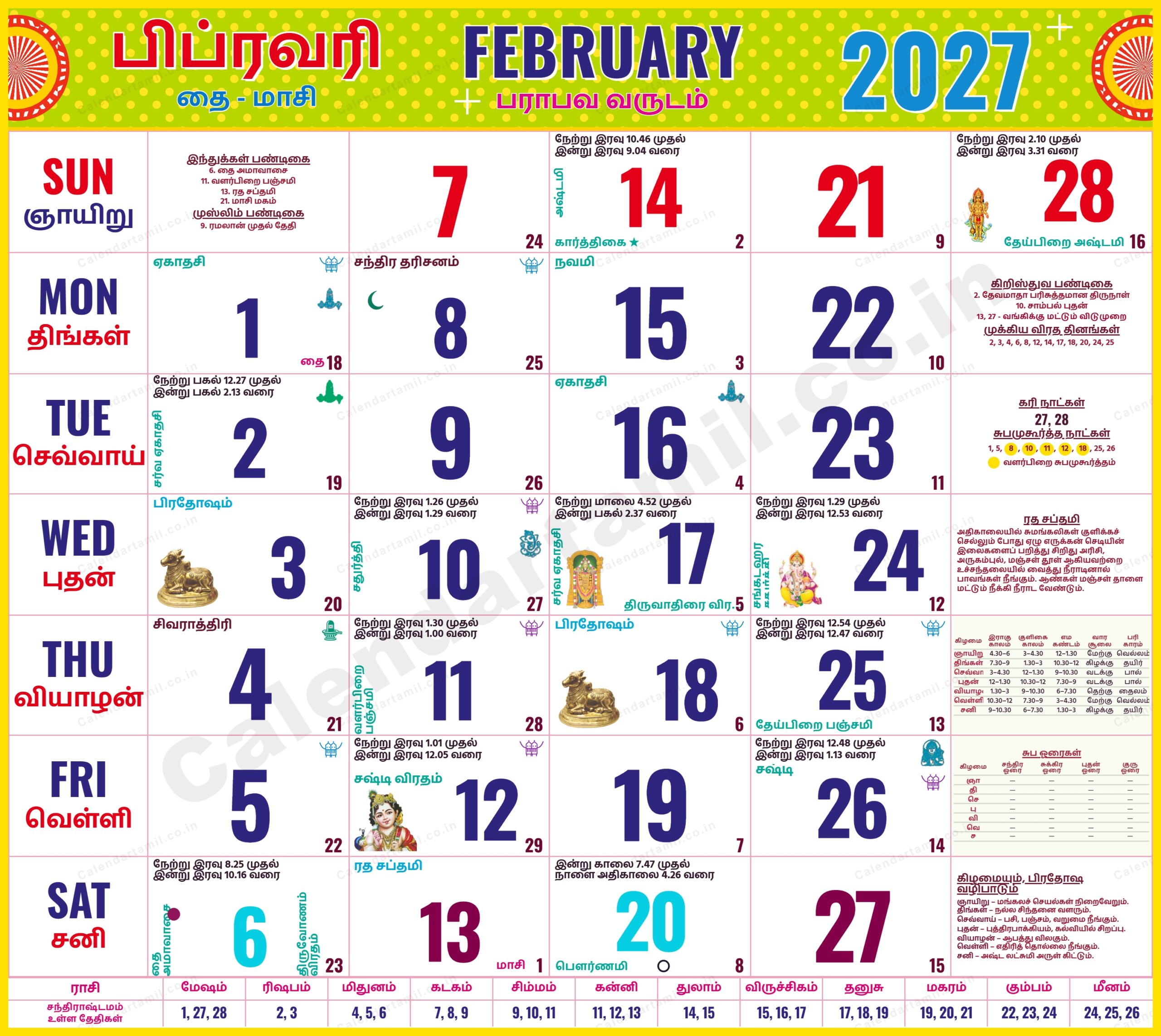 Tamil Calendar 2027 February